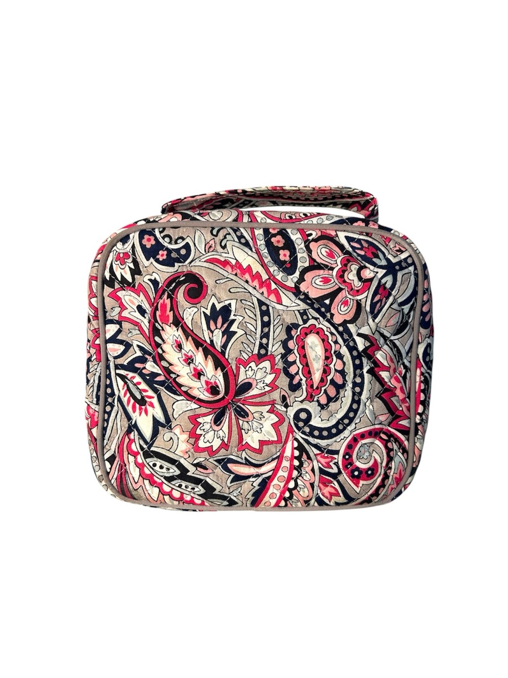 Vera Bradley Pink and Black Paisley Quilted Cosmetic Pouch - Picture 2 of 4
